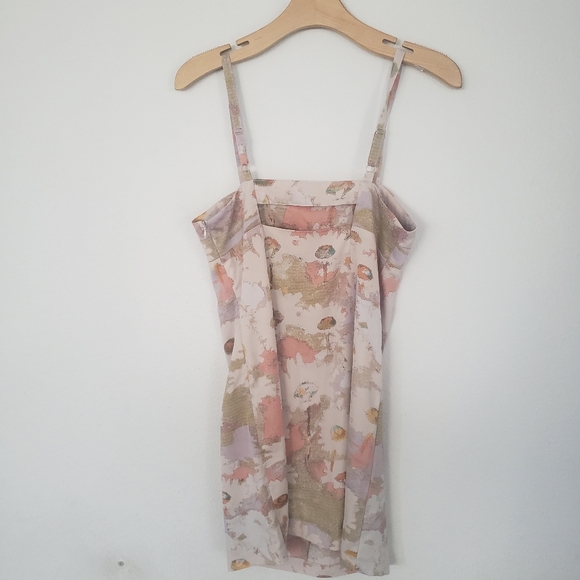 Urban Outfitters Pink Satin Mini Dress Sundress Medium Spring Summer Floral M - Picture 2 of 9
